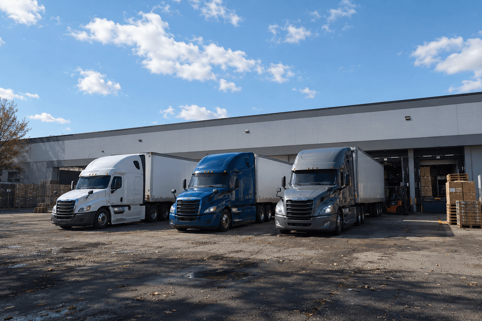 Transport fleet on the road
